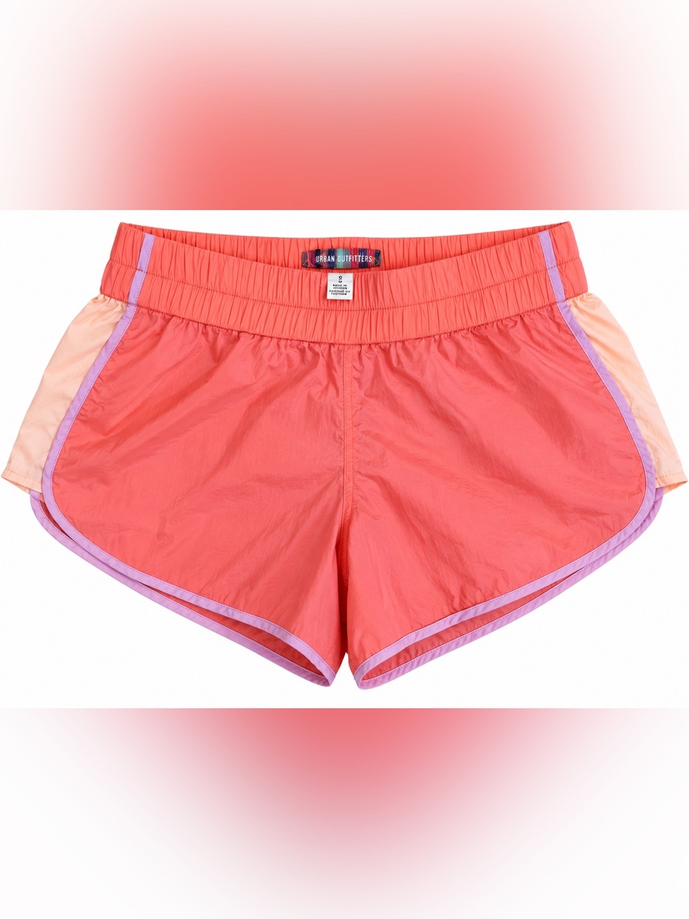 Urban Outfitters Coral Pink Athletic Runner Shorts with Lilac Trim